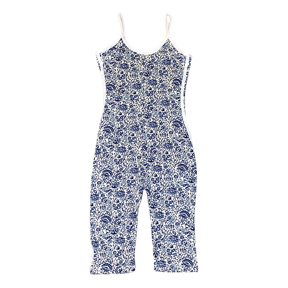 NWOT Spark, Blue and Cream floral print and plain Blue romper Set in a womens S - Picture 3 of 10